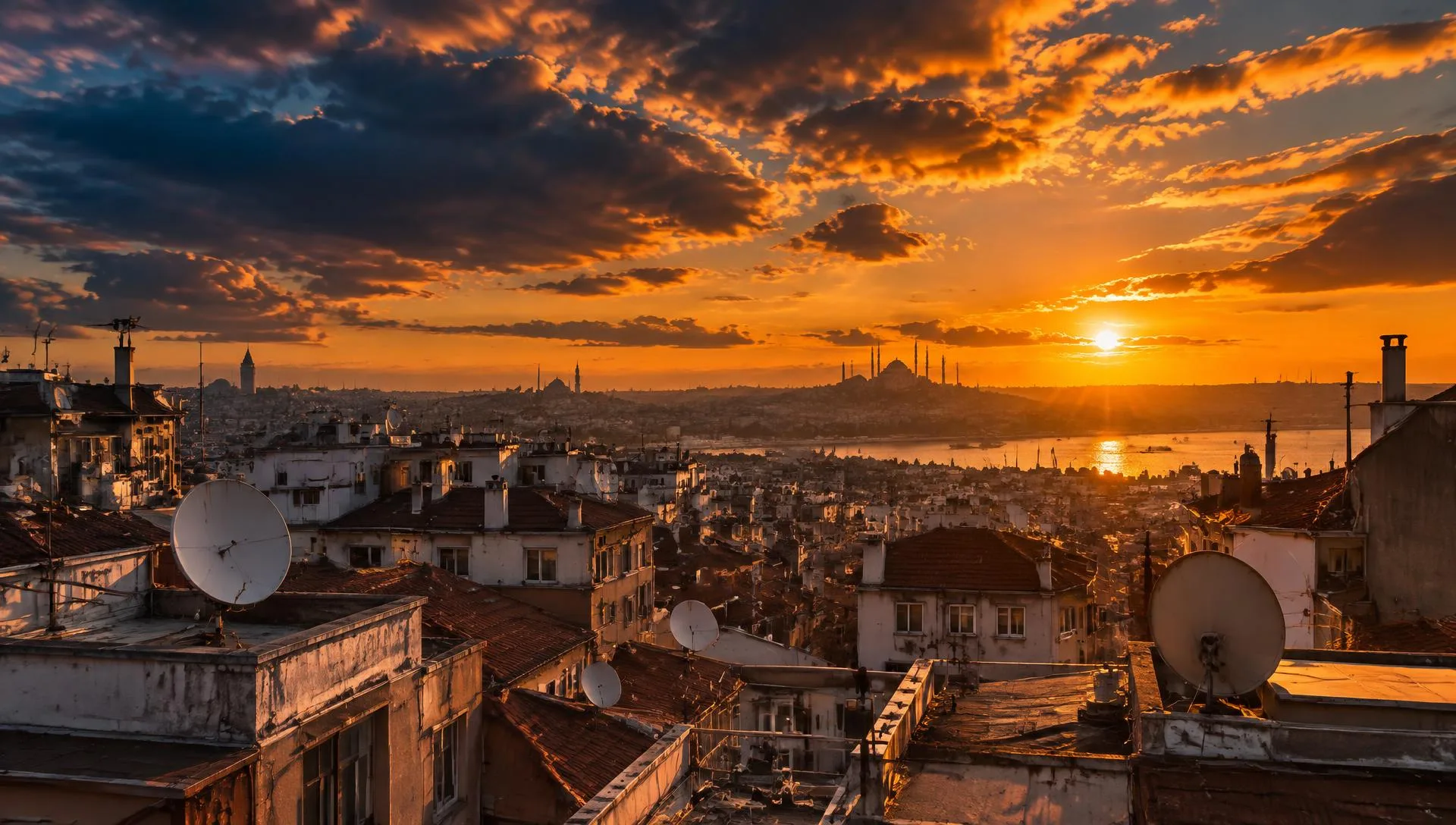İstanbul çatılarında çanak anten servisi